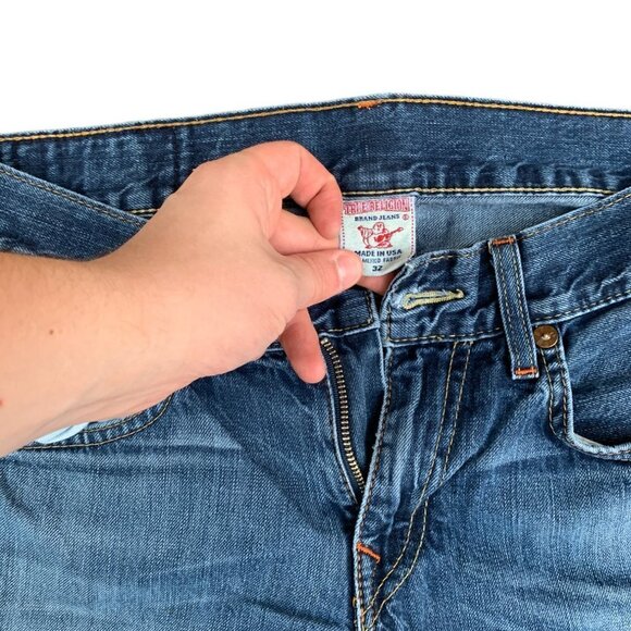 VINTAGE True Religion Jeans Size 32 STRAIGHT Blue - Picture 3 of 7